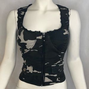 Lip Service woman’s camouflage zip up corset